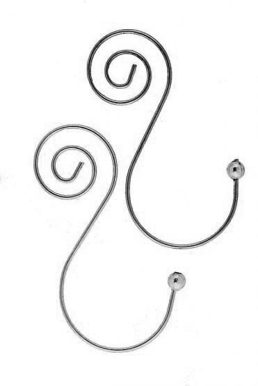 S-Haken mit Schnecke / 36 Stück silber