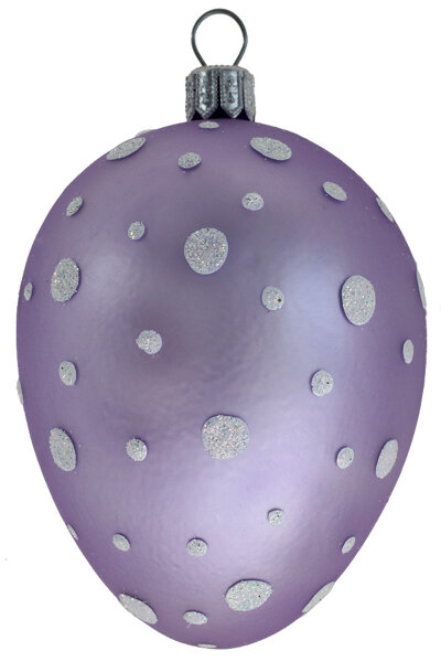 Osterei in violett mit weißen Punkten