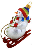 Schneemann auf Schlitten