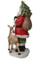 Weihnachtsmann mit Reh und Laterne