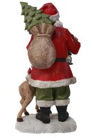 Weihnachtsmann mit Reh und Laterne