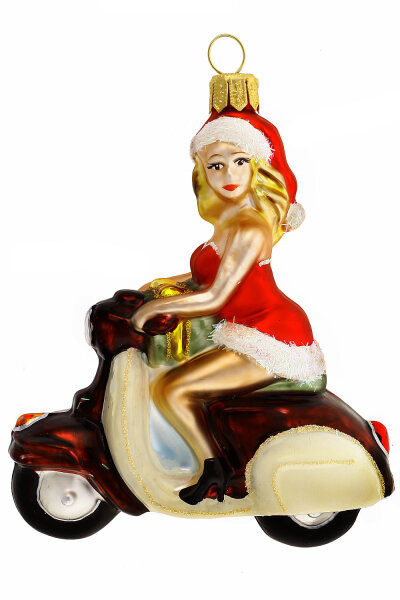 Ms. Santa auf Motorroller weinrot