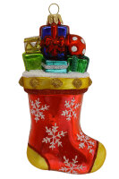 Festliche Weihnachtsdekoration: Randvoller Strumpf aus hochwertigem Glas