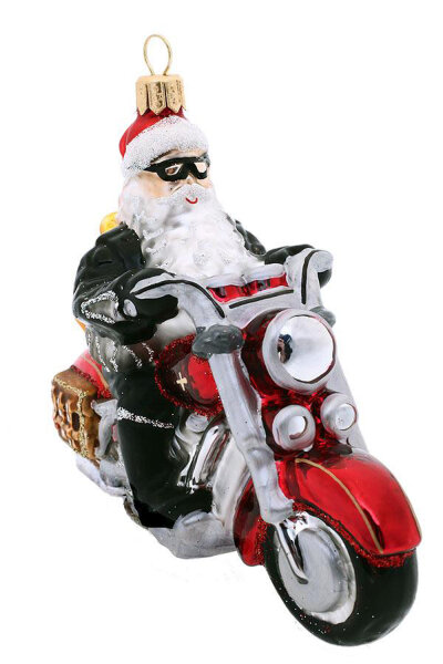Der Weihnachtsmann auf seiner glänzenden Harley